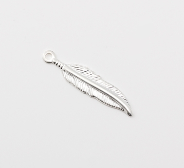 Silver plated feather finding, 18x4mm 